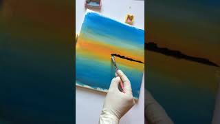 easy landscape painting/🌲acrylic painting/1 minute painting tutorial day #1 satisfying vedio #shorts