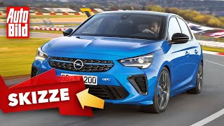 Opel Corsa-e OPC (2022) | So könnte der beliebte Opel als OPC-Version kommen | Skizze