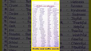 30 Prefix word and suffix word/ Prefix and suffix word in english/ prefix and suffix word in english