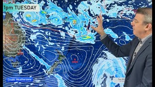 High pressure returns to NZ as lows grow in the tropics