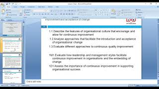 ATHE L7 Ext DiSM Managing Continuous Organisational Improvements LO1