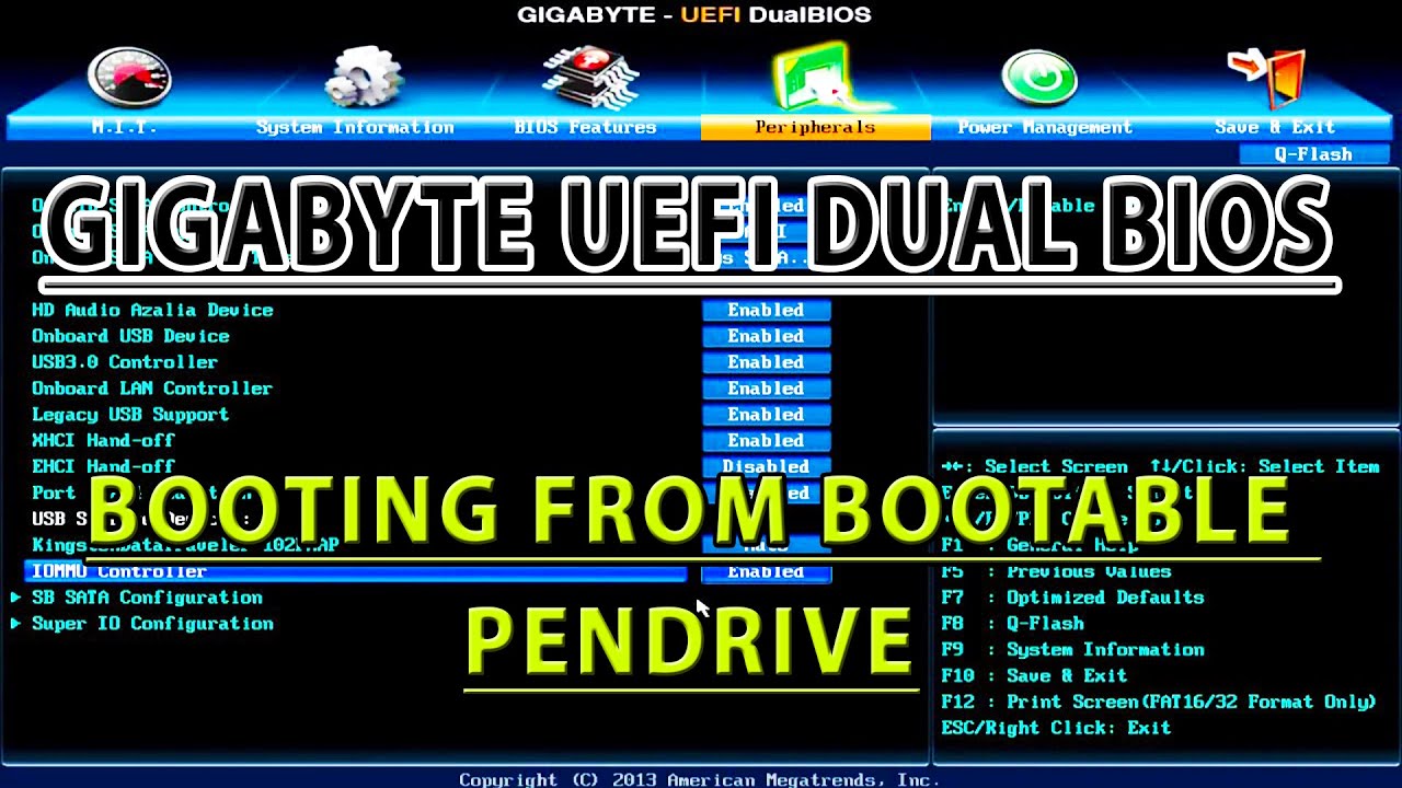 Gigabyte UEFI Dual Bios Booting From Bootable Pendrive | Tutorial - YouTube