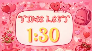 1 Minute 30 Second Valentine’s Classroom Timer ❤️⏰ | Cute School Countdown