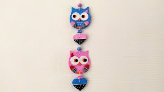 Easy Wall Hanging Craft Idea|Air Dry Modeling  Clay Art With Your Own Molds | DIY Clay Owl.