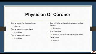 Coroner Training Part 1