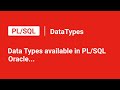 PL/SQL datatypes #plsql #oracle #database