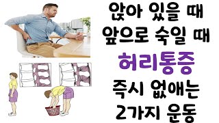 앉아 있을때나 앞으로 숙일 때 허리통증 즉시 없애는 2가지 운동