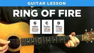 🎸 Ring of Fire • Johnny Cash guitar lesson w/ tabs (easy)