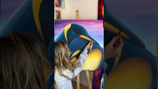 Cute penguin painting! Full video available on my channel ✨ #art #animalart #colorfulart