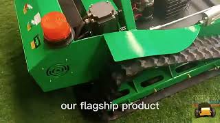 remote operated rubber track lawn mower made by Vigorun Tech, Vigorun wireless tank lawn mower