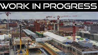 Drone footage of the Redi construction site at Kalasatama region Helsinki