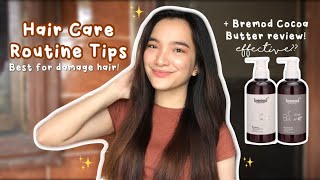 HAIR CARE ROUTINE + BREMOD Cocoa Butter Shampoo \u0026 Conditioner Review! 🧴🛁✨