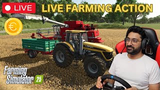 🔴 Live Farming Action 🔴 Ek Crorepati Farmer Ke Sath! 🚜💸🔴 Logitech G29 🔴  Farming Simulator 25