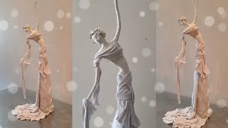 #diycrafts BEST OUT OF WASTE MATERIALS|| HOW TO MAKE LADY SCULPTURE: