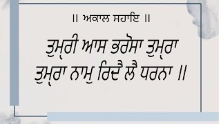 ਤੁਮੑਰੀ ਆਸ ਭਰੋਸਾ ਤੁਮੑਰਾ ਤੁਮੑਰਾ ਨਾਮੁ ਰਿਦੈ ਲੈ ਧਰਨਾ ॥