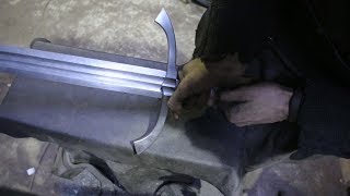 Forging a pattern welded Witcher 3 Wolf sword, part 2, forging the cross-guard