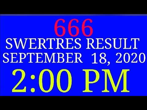 SWERTRES RESULT 2PM SEPTEMBER 18 2020 - YouTube