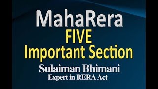 Maharera five important section  : Sulaiman Bhimani