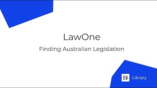 LawOne - Finding Australian Legislation