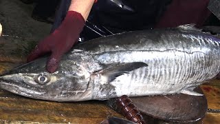 How to Fillet a Fish 𩵚魠魚切割and Cutting King mackerel at tranditional market in Taiwan