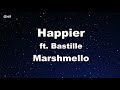 Happier - Marshmello ft. Bastille Karaoke 【No Guide Melody】 Instrumental