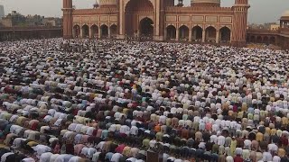 Muslims gather at New Delhi's historic Jama Masjid to celebrate end of holy month of Ramadan