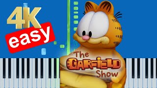 The Garfield Show Theme Song (Slow Easy Medium) Piano Tutorial 4K