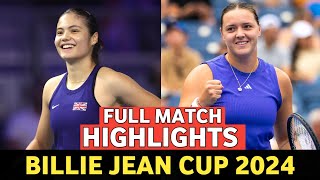 Emma Raducanu vs Jule Niemeier Highlights Today Billie Jean King Cup 2024 BJK - Wta TENNIS 2024