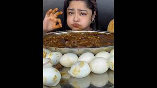 SPICY SPICY PINDI CHOLE WITH FLUFFY BHATURE AND 15 BOILED EGGS, BASMATI RICE | ASMR EATING MUKBANG