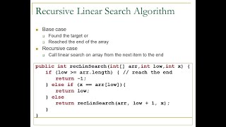 Recursive Linear Search Algorithm | Algorithms