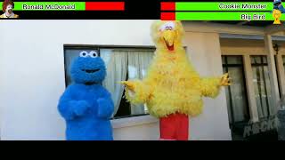 Ronald McDonald vs Cookie Monster and Big bird with healthbars