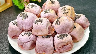 Oil-Free, Sugar-Free Taro \u0026 Purple Sweet Potato Rice Cakes Kids Love ! 油なし、砂糖なしのタロイモと紫芋のもち米ケーキ  紫薯饼