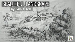 How to draw and shaded a Beautiful Landscape with STEP BY STEP | Sketching | Drawing Tutorial