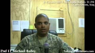 Watch 2LT Michael Bailey with Ft Carsons 3BCT 4ID Alpha Battery 3-29 in Iraq