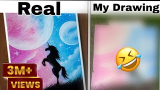 Real Drawing VS My Drawing 😁 | Oil Pastel drawing| #funny #oilpastel | Fun with Anshikaa