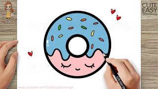 How to Draw a Cute Donut Easy for Kids Step by Step