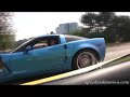 lamborghini murcielago meets a chevy corvette zo6 on freeway