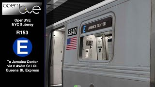 OpenBVE NYC Subway: R153 (E) Train From World Trade Ctr To Jamaica Center (2/15/2025)