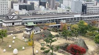 【福山城天守から見る】105系 福山駅到着