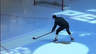Marc-Andre Fleury shows off his stick skills