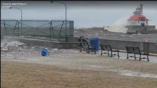 High Waves At Canal Park In Duluth