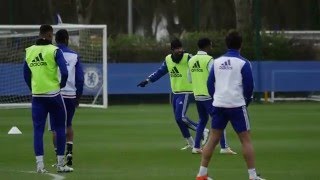 Costa and Pedro combine to score a cracker in training