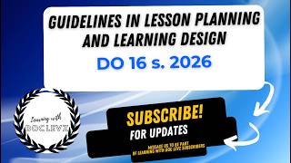 Guidelines on Lesson Planning and Learning Design - DO 16 s. 2026