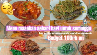 Menu masakan sederhana buat seminggu budget 100rb || Menu sederhana || Ide masakan low budget