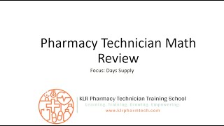Pharmacy Technician Training - Math Review Video