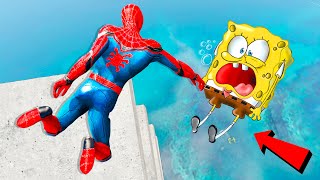 GTA 5 Water Ragdolls Spiderman vs SpongeBob Jumps/Fails #113 (Euphoria physics Funny Moments)