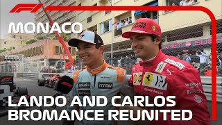 Sainz Gatecrashes Norris's Interview | 2021 Monaco Grand Prix