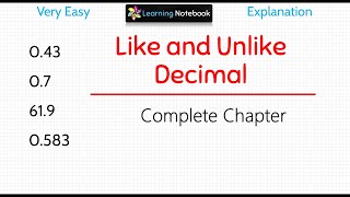 Like and Unlike Decimals -Conversion of Unlike Decimals to Like Decimals