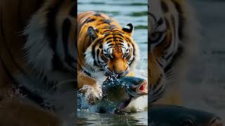 Tiger catch fish #ai #cat #lovelyecats #cuteanimal #funny #lovelly #cutecat #cute