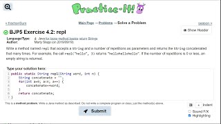 Java Practice It || 4.2 repl || for loop, String and int parameter method, String return